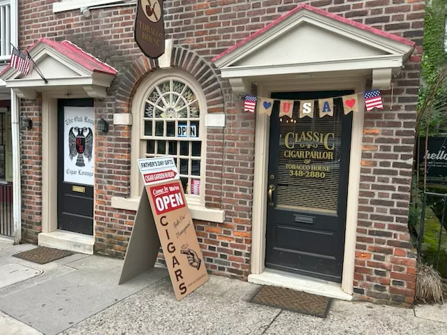 The Oak Room entrance on North Main Street, to the left of the parlor door